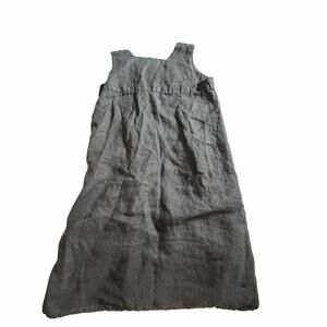 Flax Black Linen Sleeveless Dress Petite Medium Relaxed Fit Lagenlook